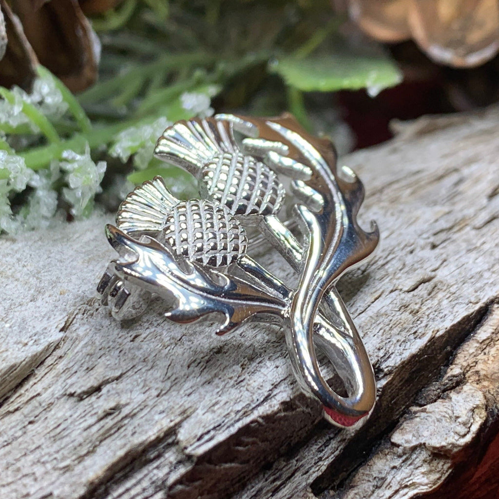Tanyth Scottish Thistle Brooch in Sterling Silver