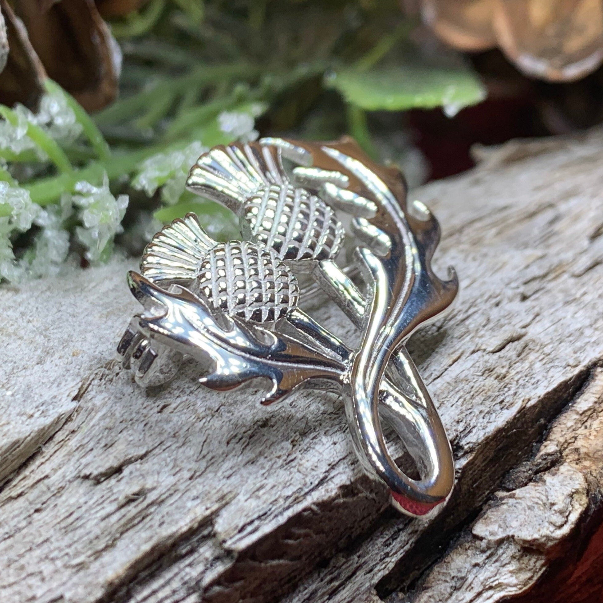 Tanyth Scottish Thistle Brooch in Sterling Silver