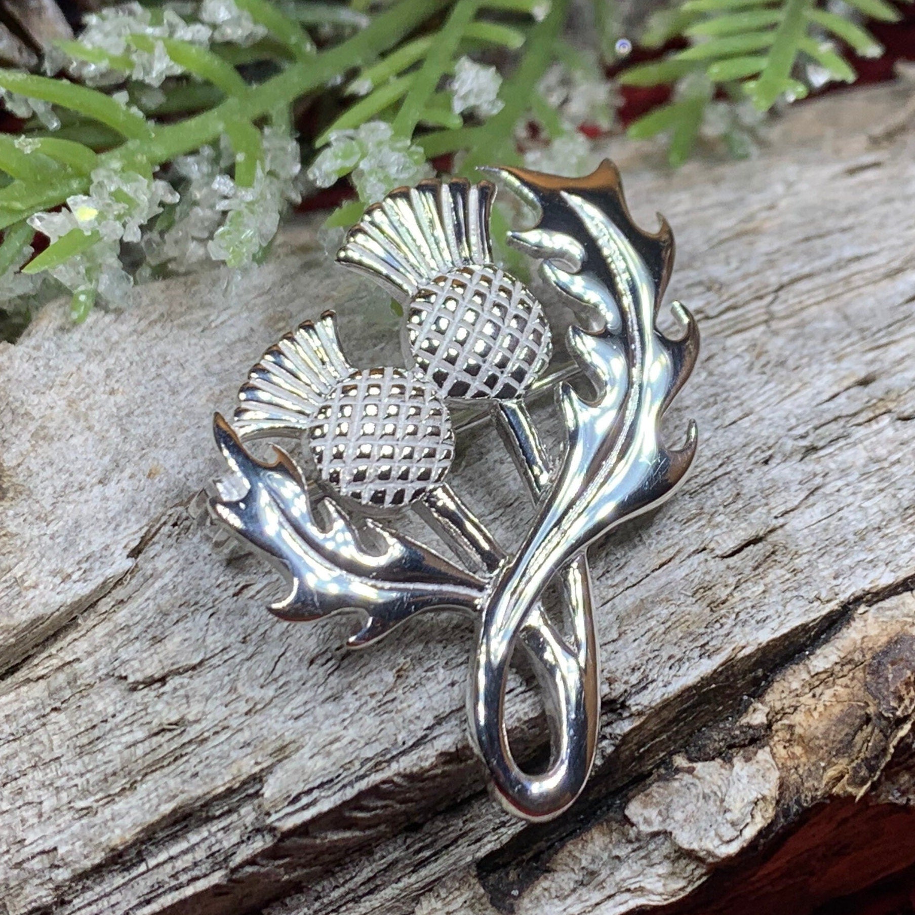 Tanyth Scottish Thistle Brooch in Sterling Silver