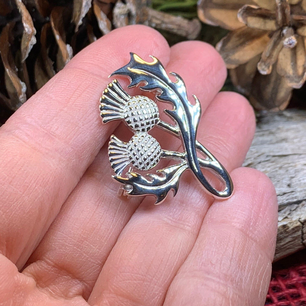 Tanyth Scottish Thistle Brooch in Sterling Silver