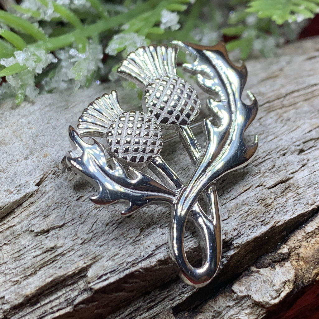 Tanyth Scottish Thistle Brooch in Sterling Silver