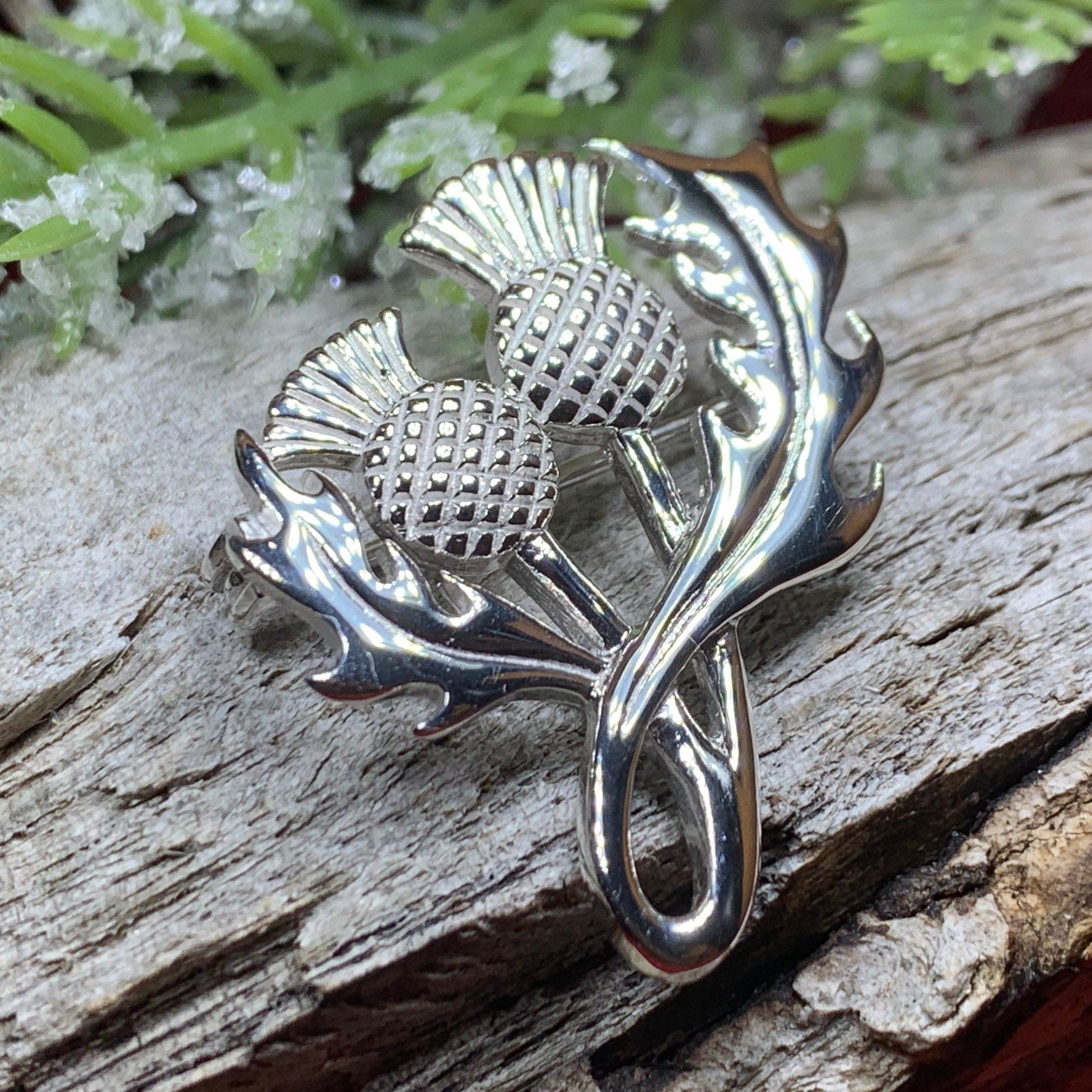 Tanyth Scottish Thistle Brooch in Sterling Silver