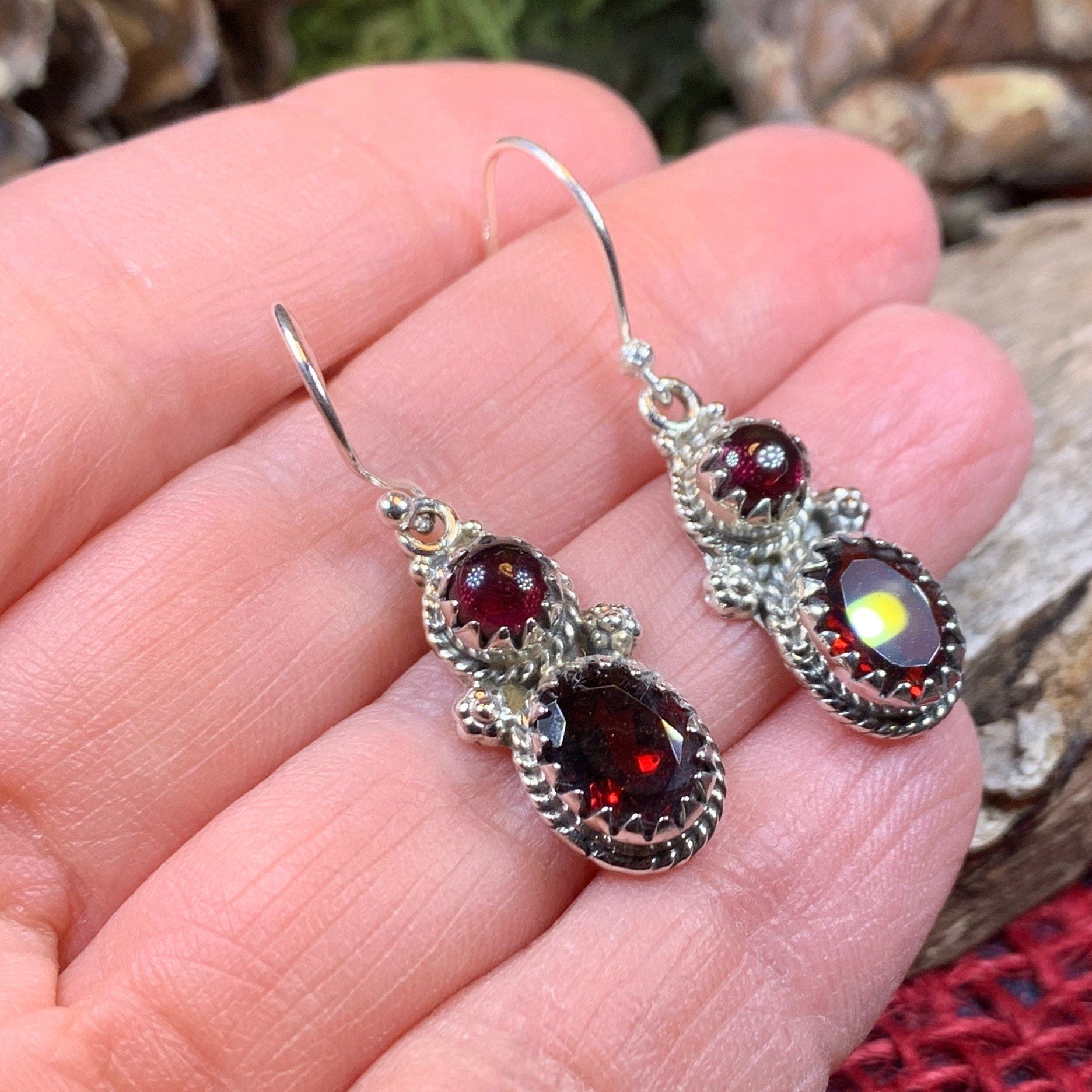 Garnet Romantic Earrings for Women