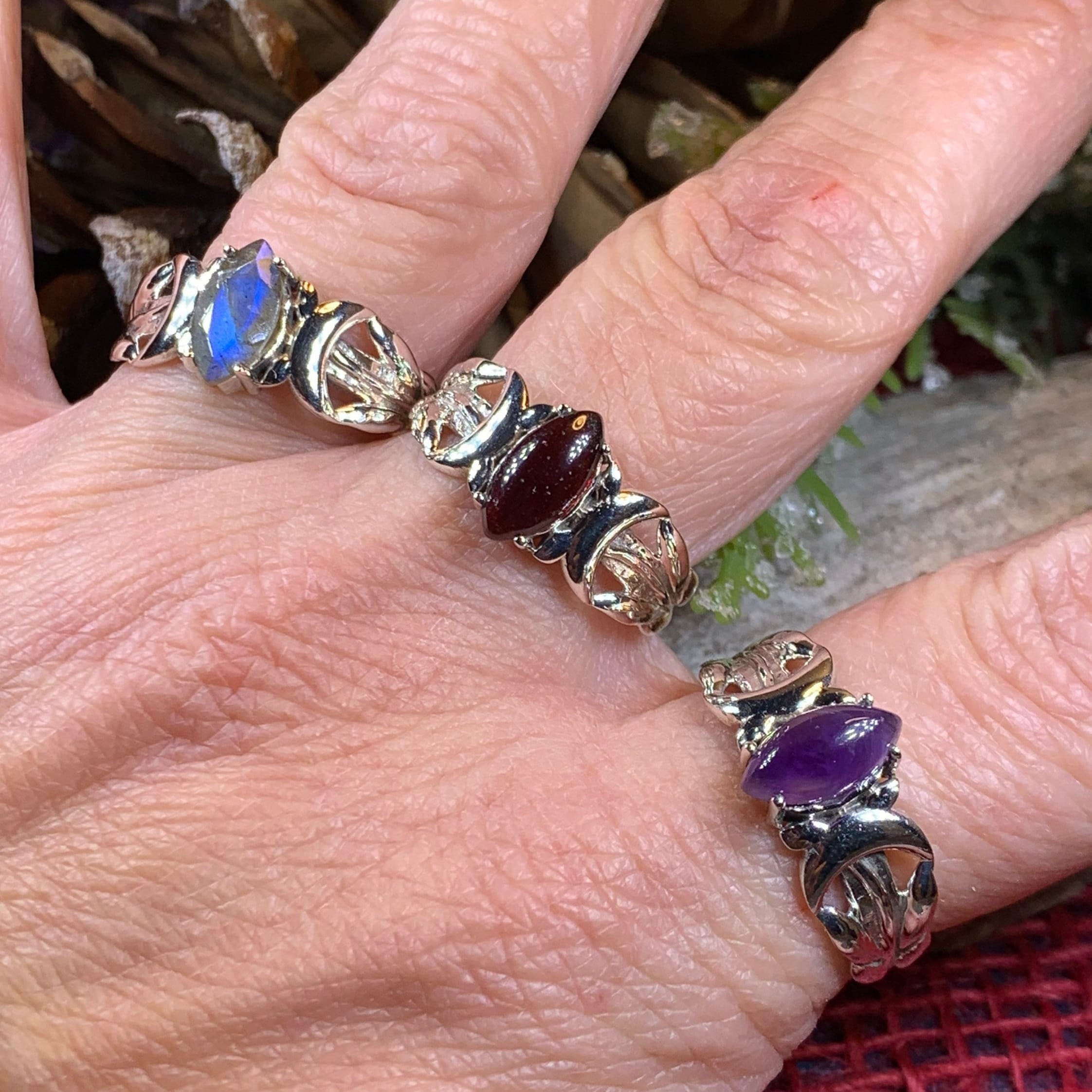 Solstice Triple Moon Ring in Sterling Silver