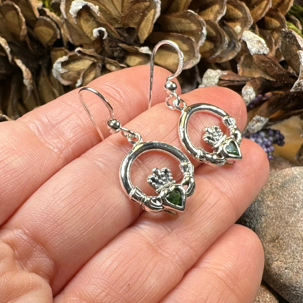 Kerry Irish Claddagh Earrings in Sterling Silver
