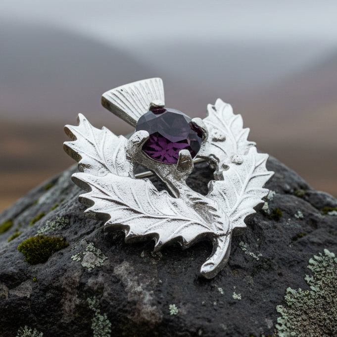 Crystal Thistle Brooch