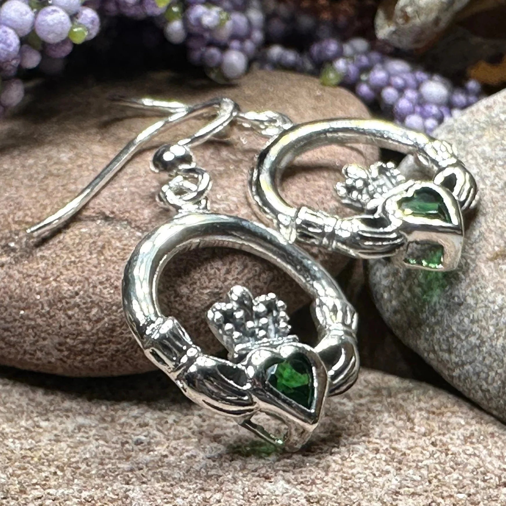 Kerry Irish Claddagh Earrings in Sterling Silver