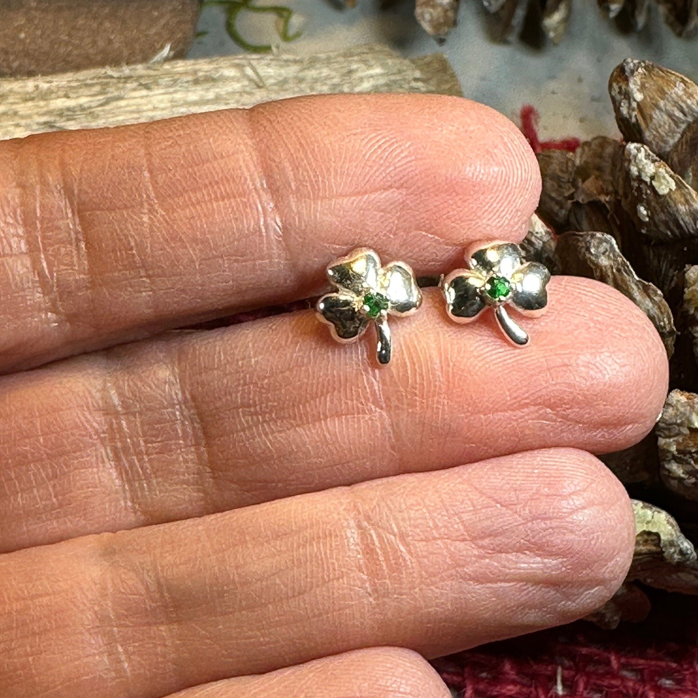 Emerald Irish Shamrock Earrings