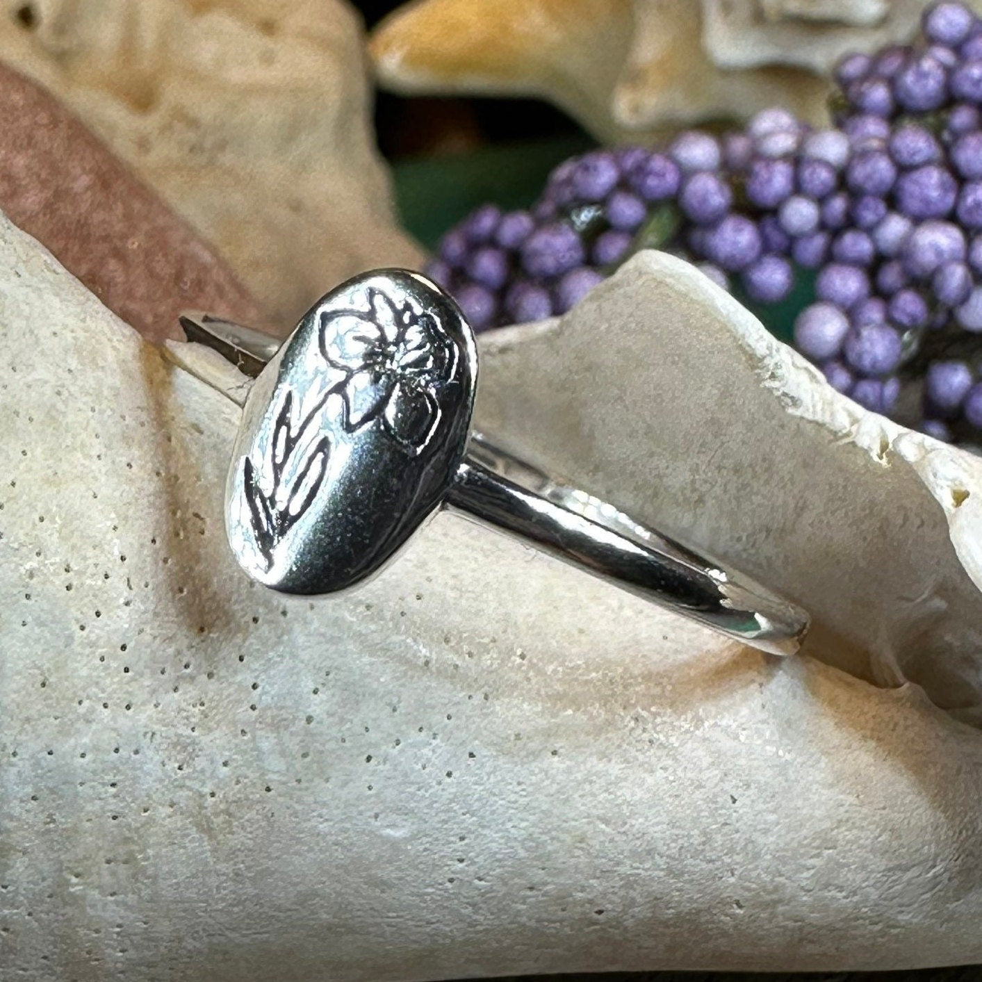 Welsh Daffodil Ring in Sterling Silver