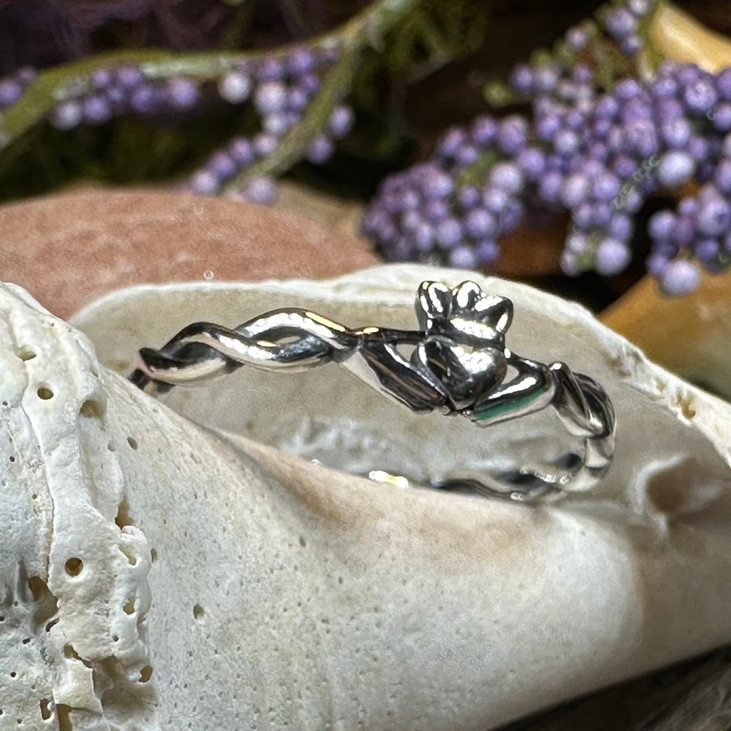 Dainty Irish Claddagh Ring in Sterling Silver