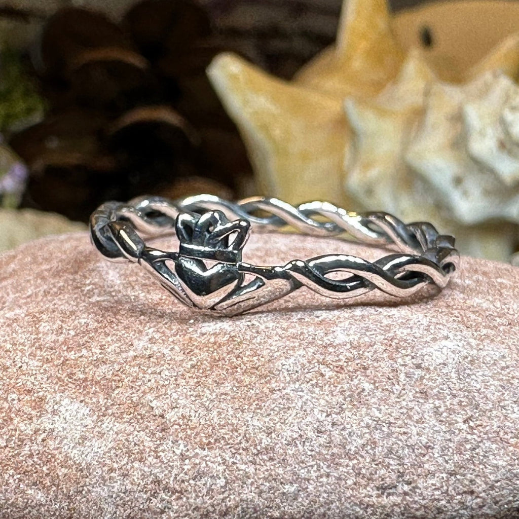 Dainty Irish Claddagh Ring in Sterling Silver
