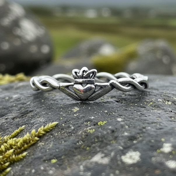 Dainty Irish Claddagh Ring in Sterling Silver