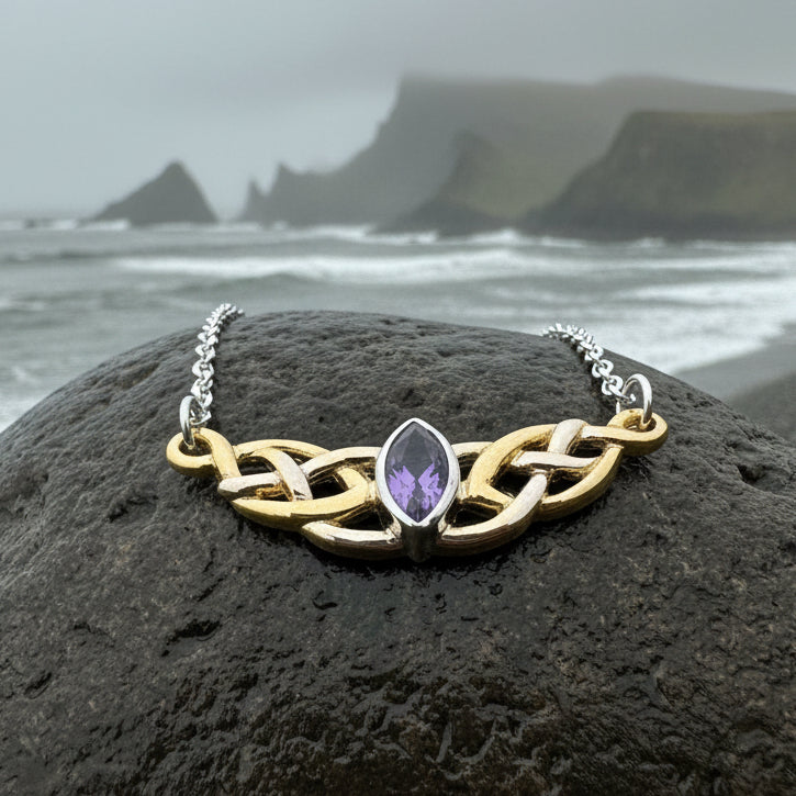 Brielle Celtic Love Knot Necklace with Amethyst