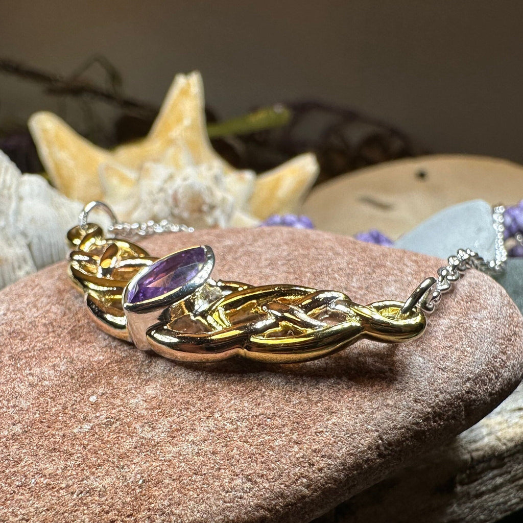 Brielle Celtic Love Knot Necklace with Amethyst