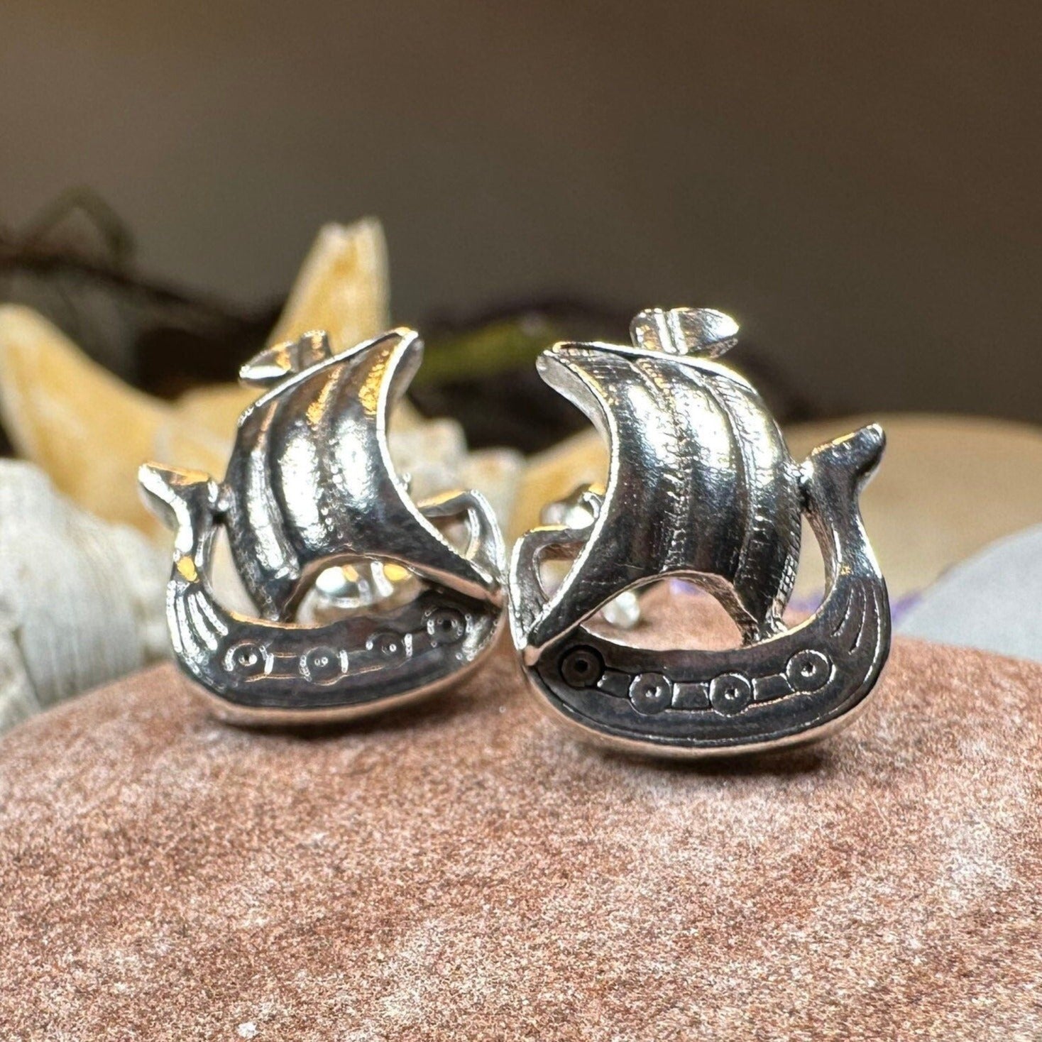 Viking Ship Post Earrings for Women