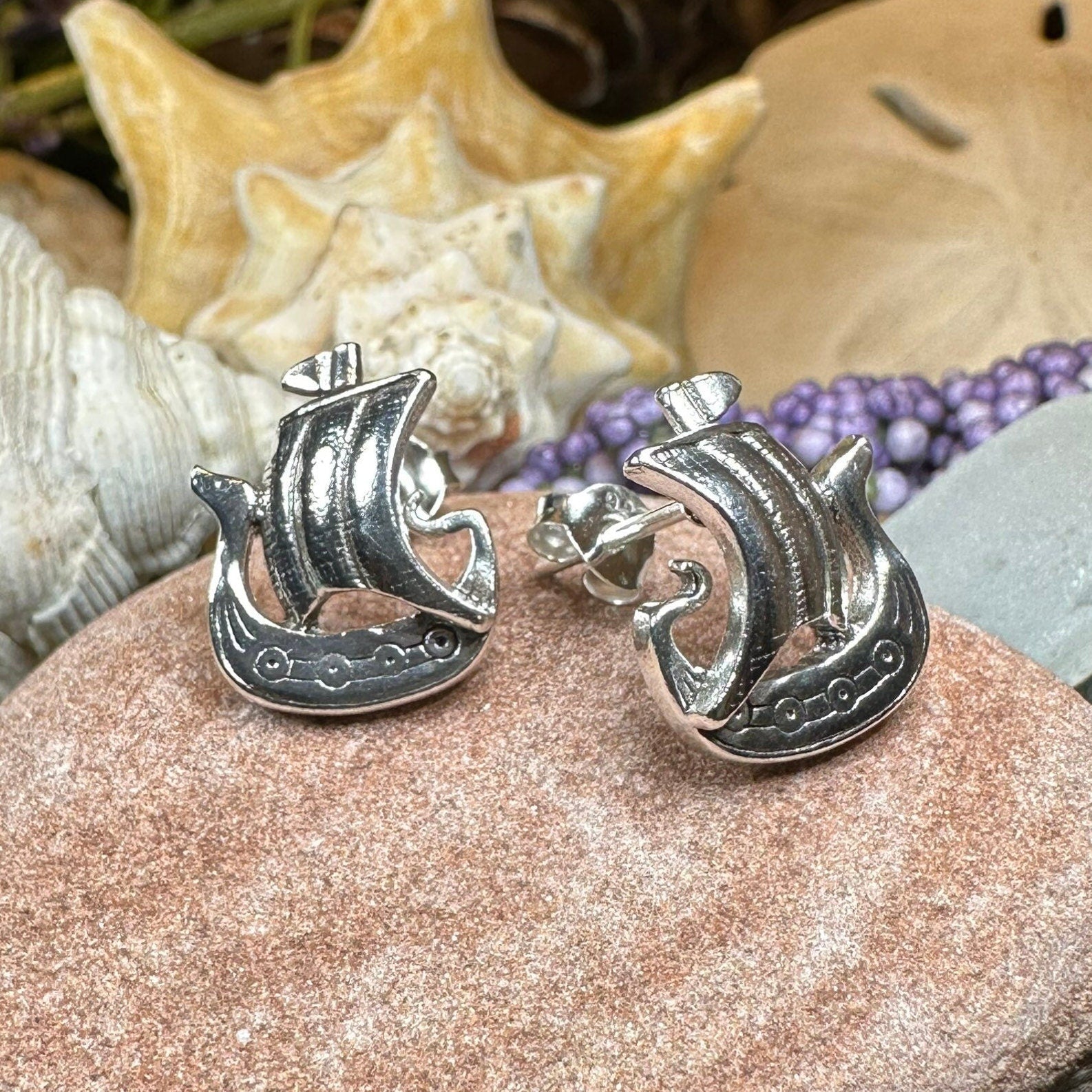 Viking Ship Post Earrings for Women