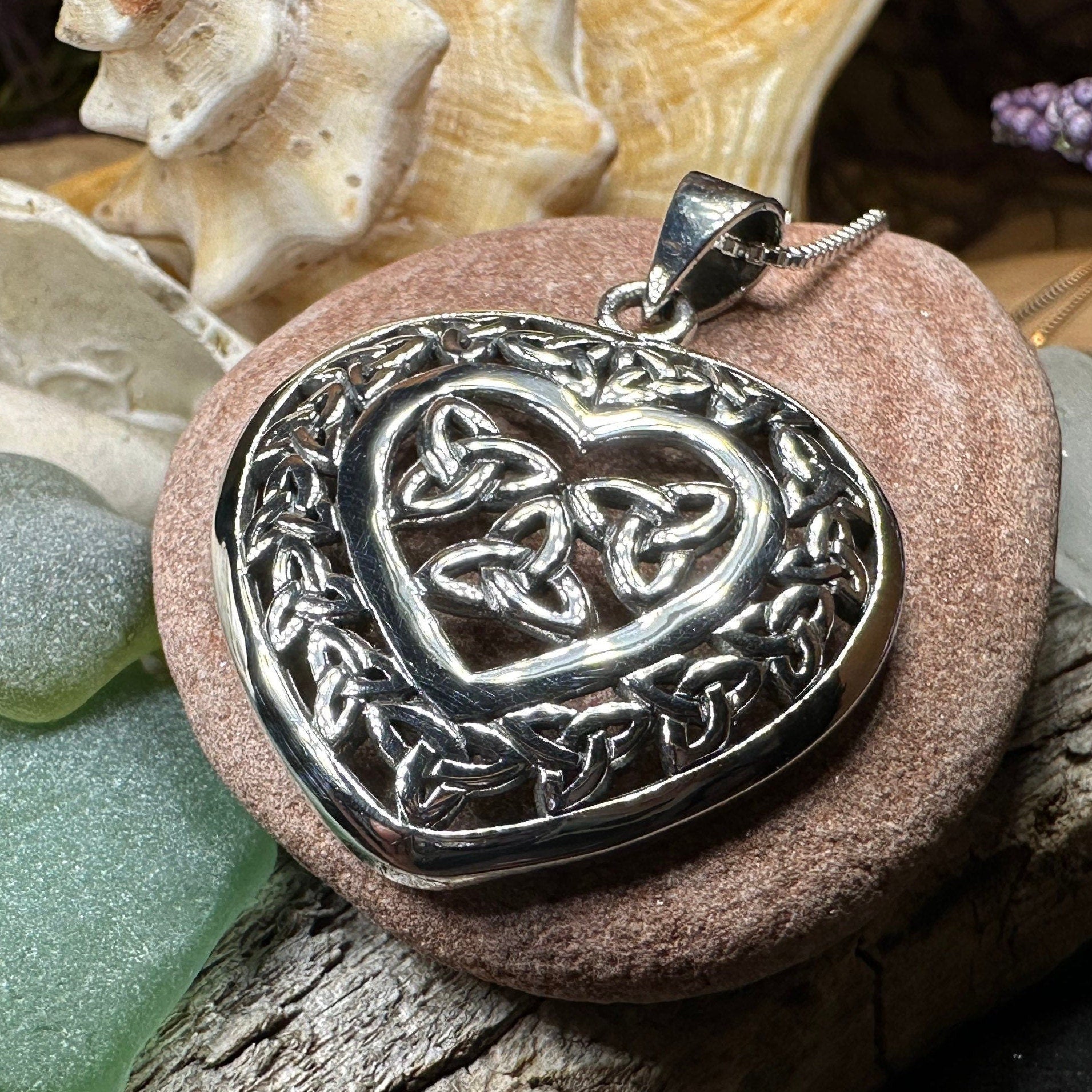Celtic Loving Heart Necklace in Sterling Silver