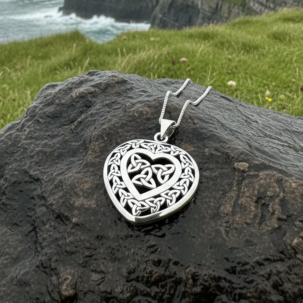 Celtic Loving Heart Necklace in Sterling Silver