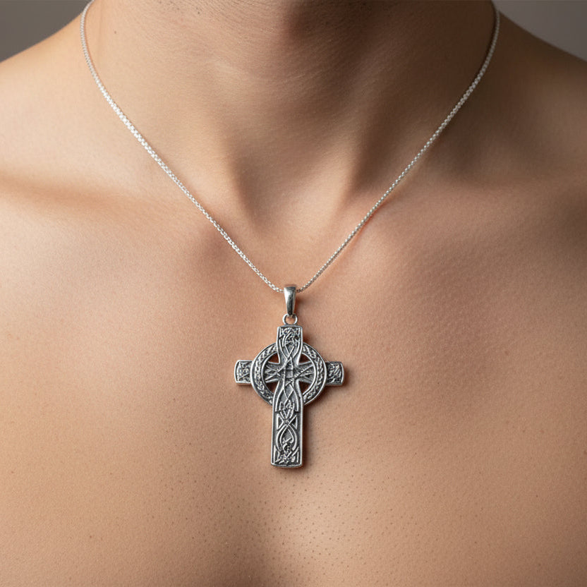 Grant Celtic Cross Necklace in Sterling Silver