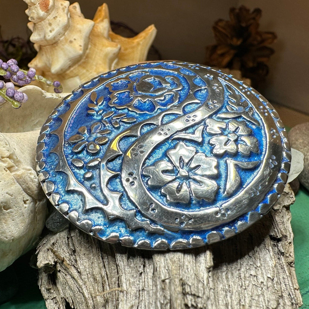 Blue Paisley Celtic Brooch - Handmade in Scotland
