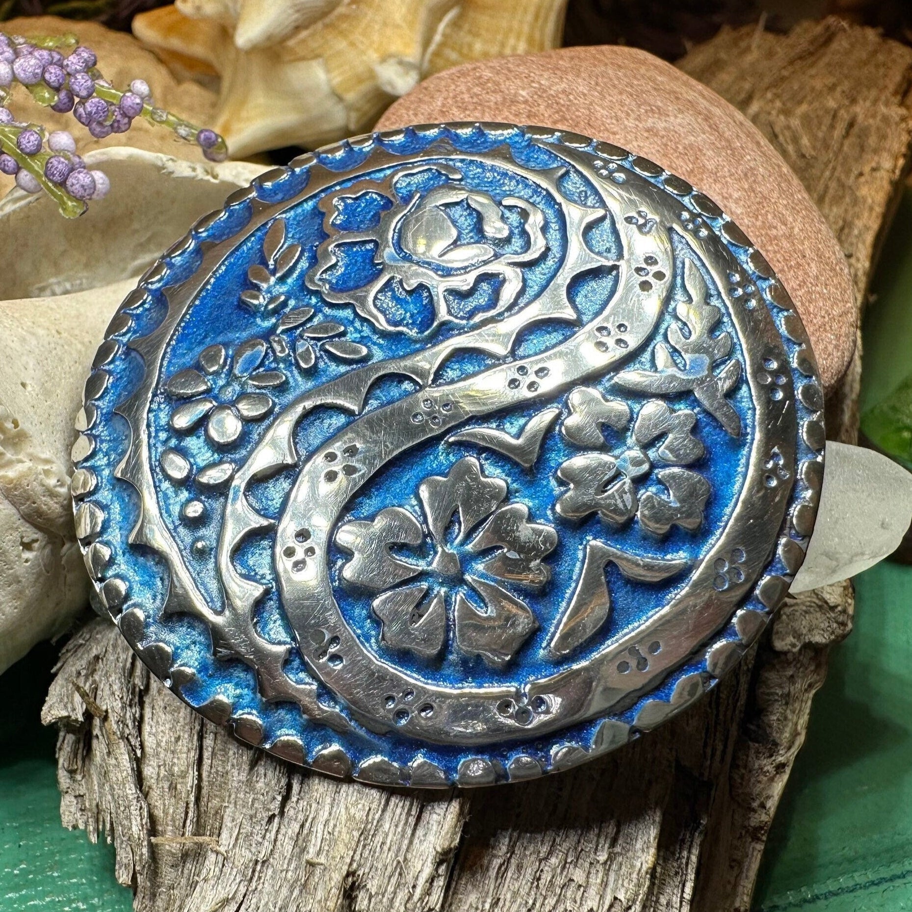 Blue Paisley Celtic Brooch - Handmade in Scotland