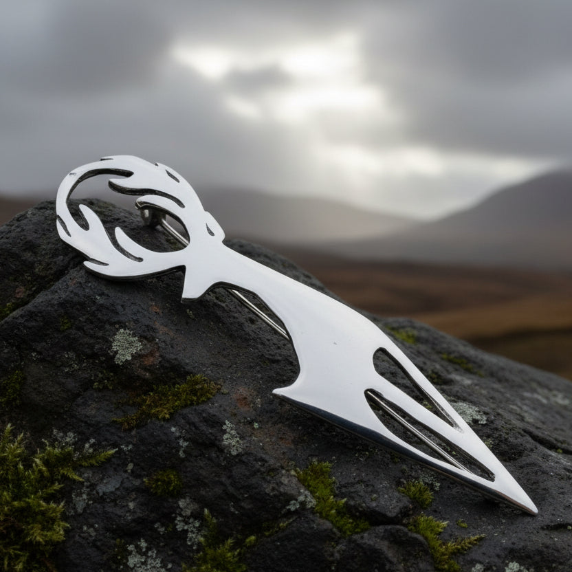 Modern Scottish Stag Kilt Pin - Handmade in Scotland