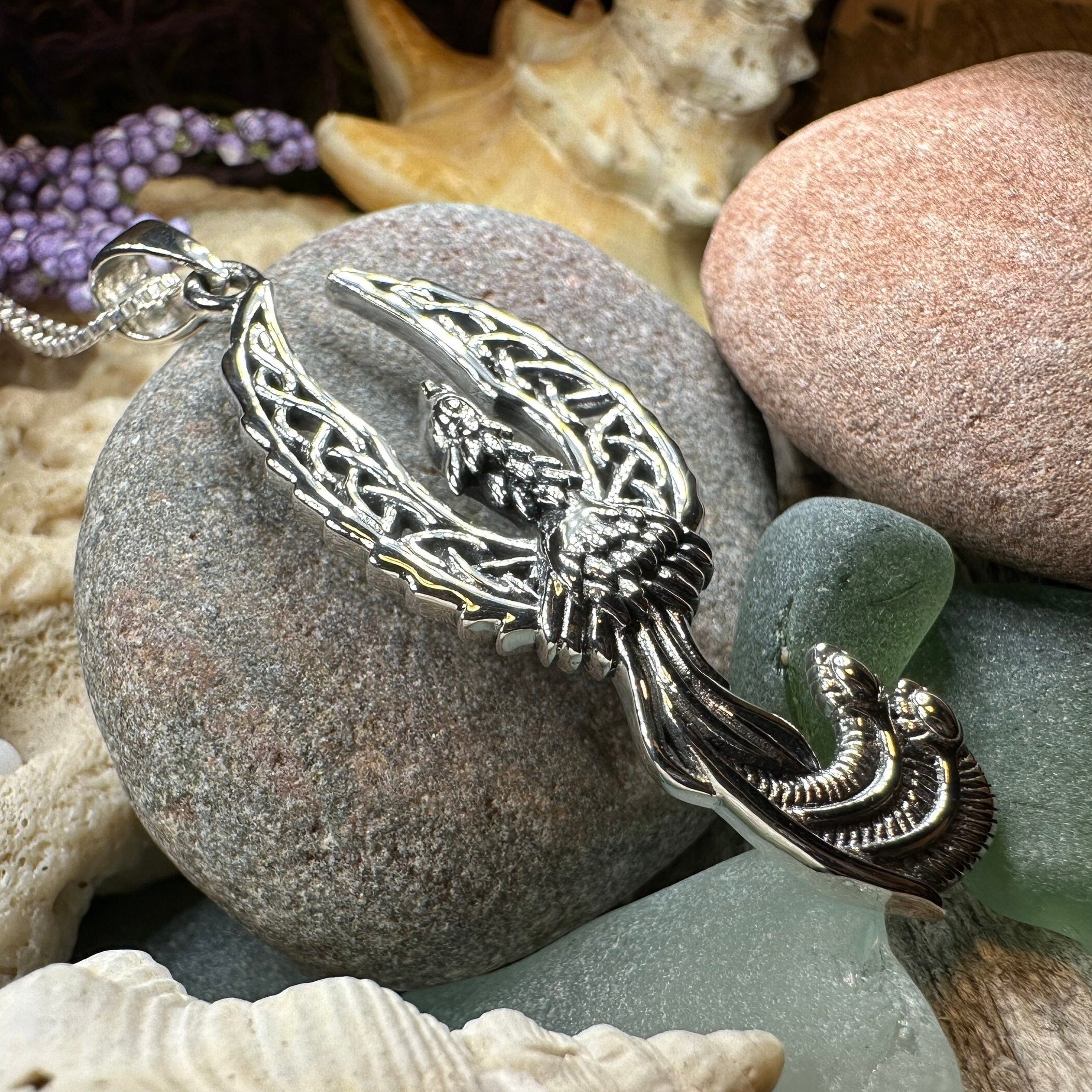 Eternal Rising Phoenix Necklace in Sterling Silver