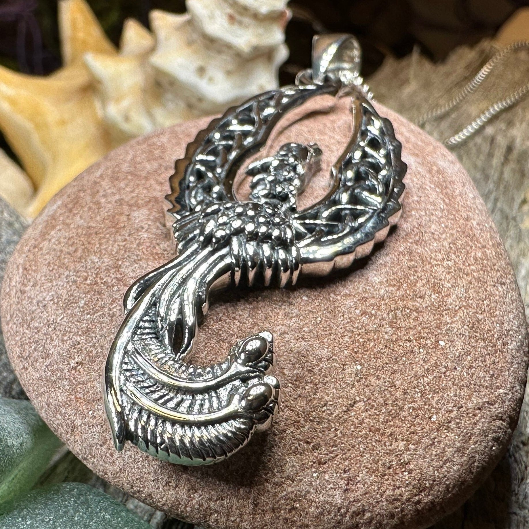 Eternal Rising Phoenix Necklace in Sterling Silver