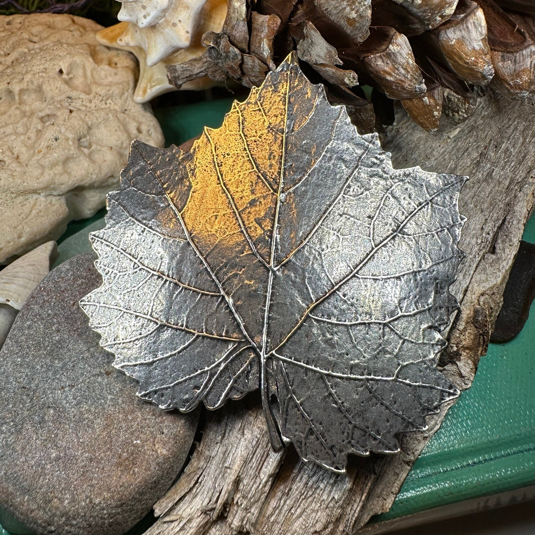 Pewter Grape Leaf Hair Clip for Women