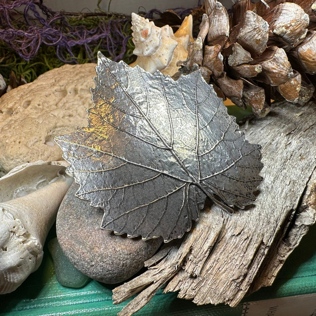 Pewter Grape Leaf Hair Clip for Women