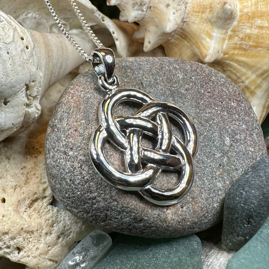 Large Celtic Dara Knot Necklace in Sterling Silver
