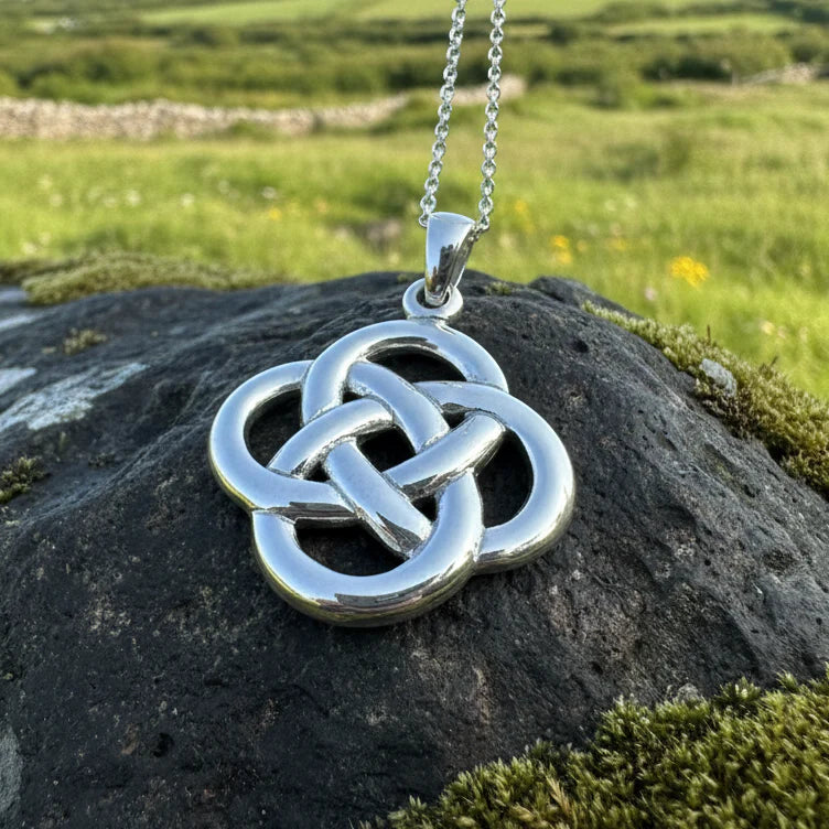 Large Celtic Dara Knot Necklace in Sterling Silver