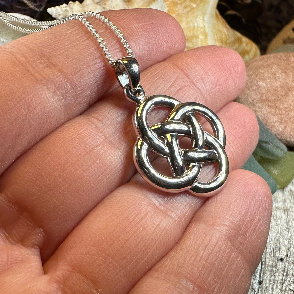 Large Celtic Dara Knot Necklace in Sterling Silver