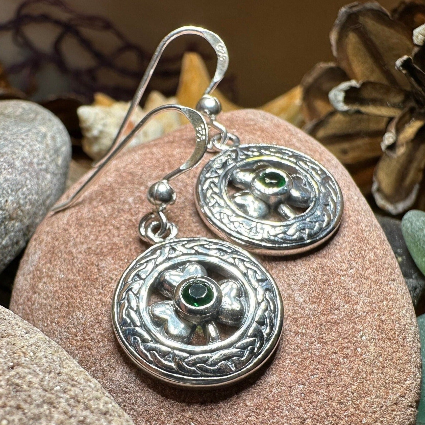 Emerald Irish Shamrock Earrings