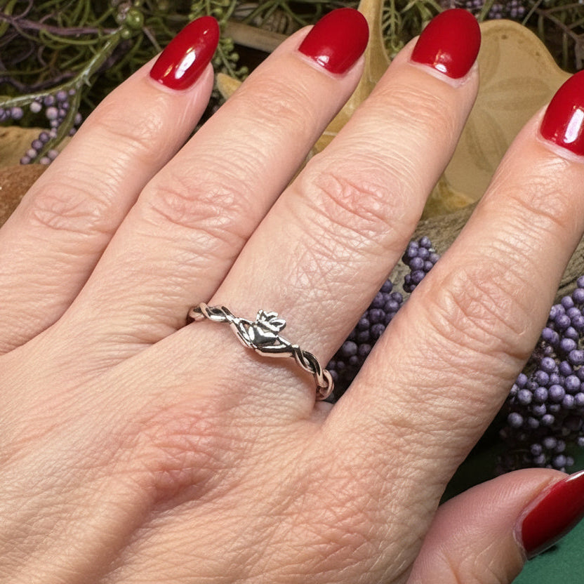 Dainty Irish Claddagh Ring in Sterling Silver