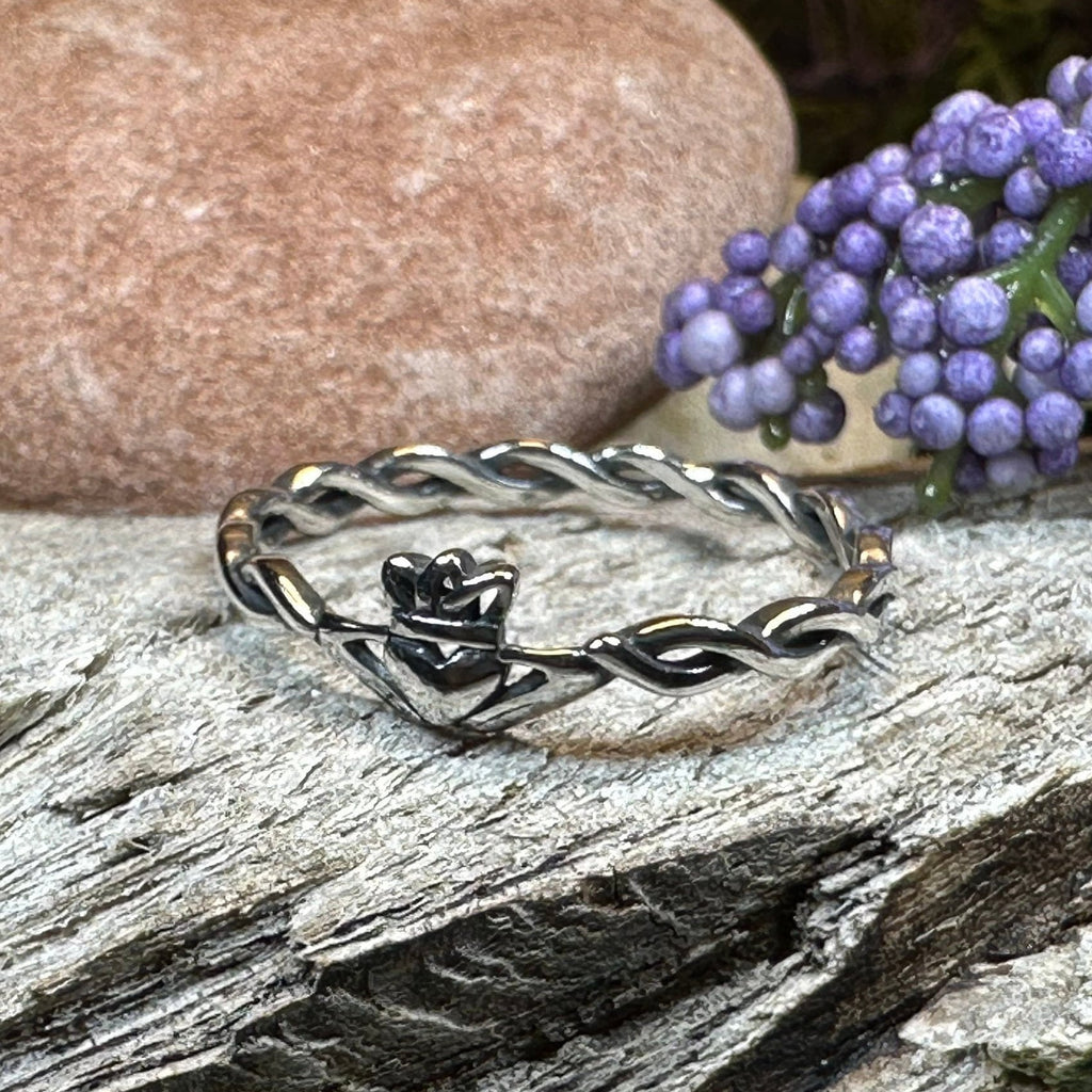Dainty Irish Claddagh Ring in Sterling Silver