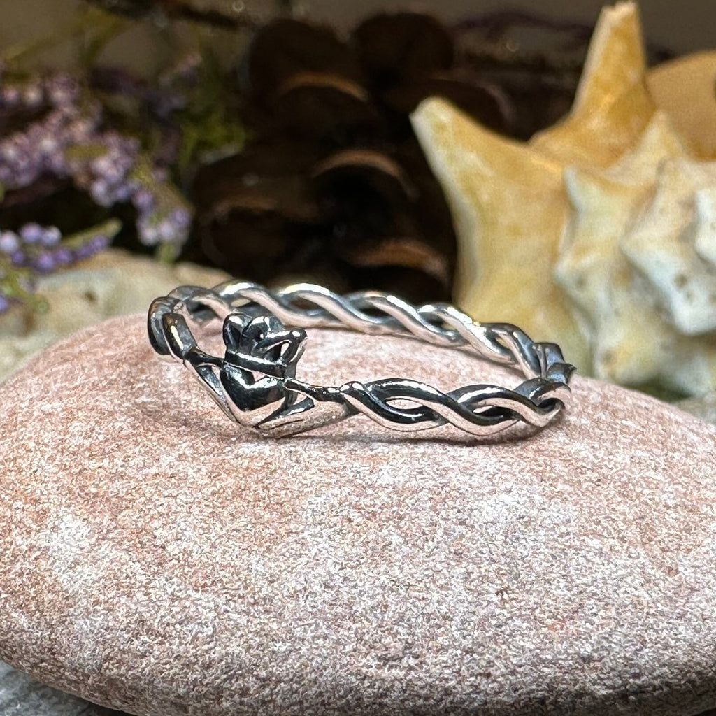 Dainty Irish Claddagh Ring in Sterling Silver