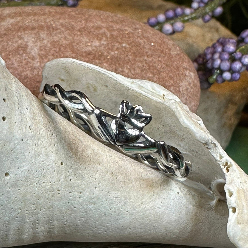 Dainty Irish Claddagh Ring in Sterling Silver