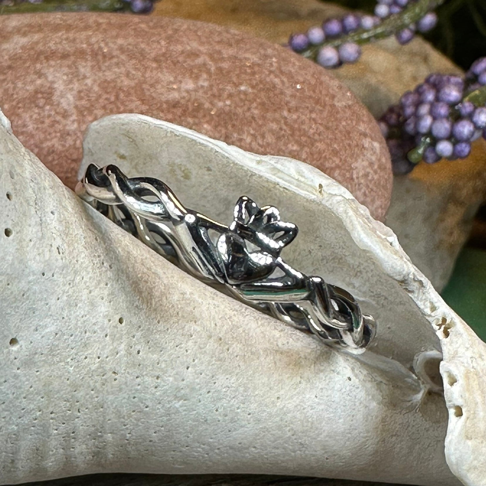 Dainty Irish Claddagh Ring in Sterling Silver