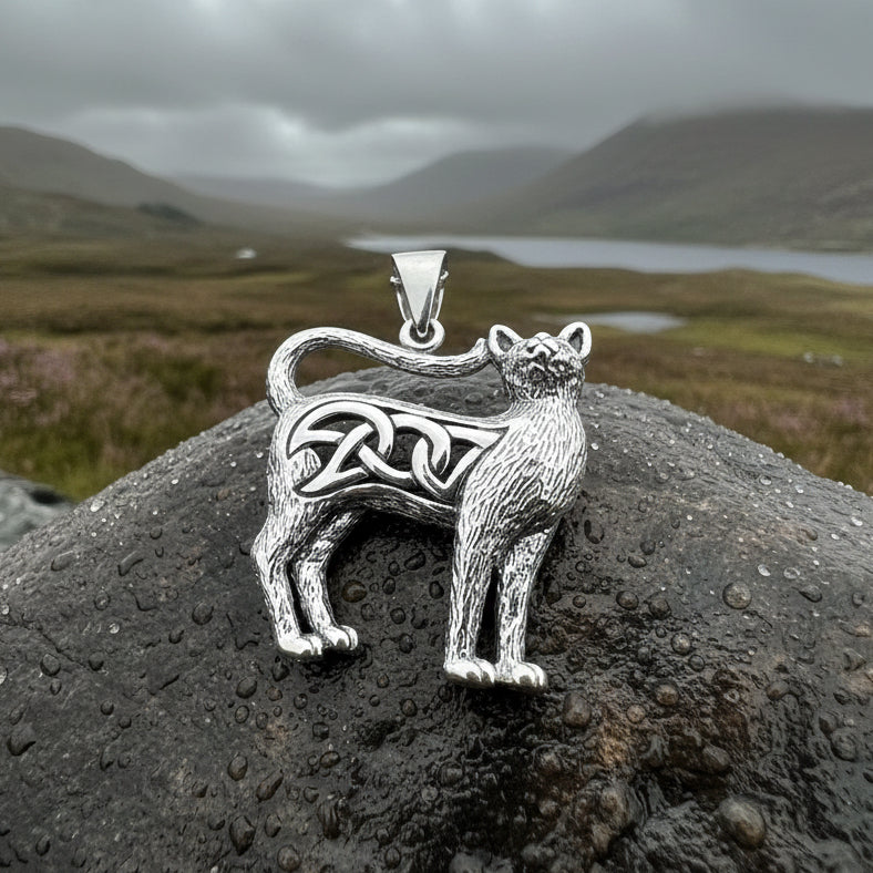 Eislyn Celtic Cat Necklace in Sterling Silver