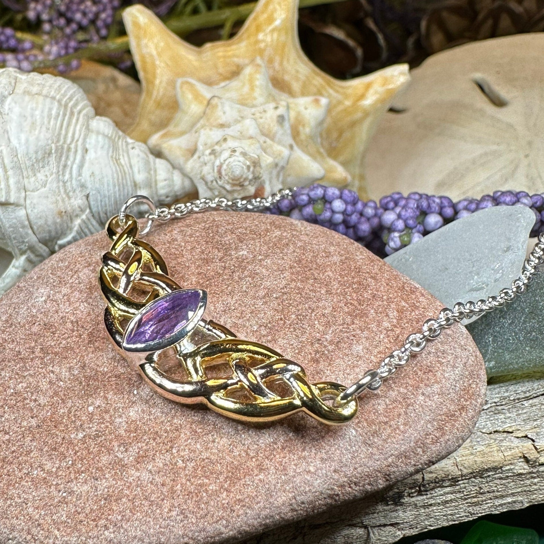 Brielle Celtic Love Knot Necklace with Amethyst