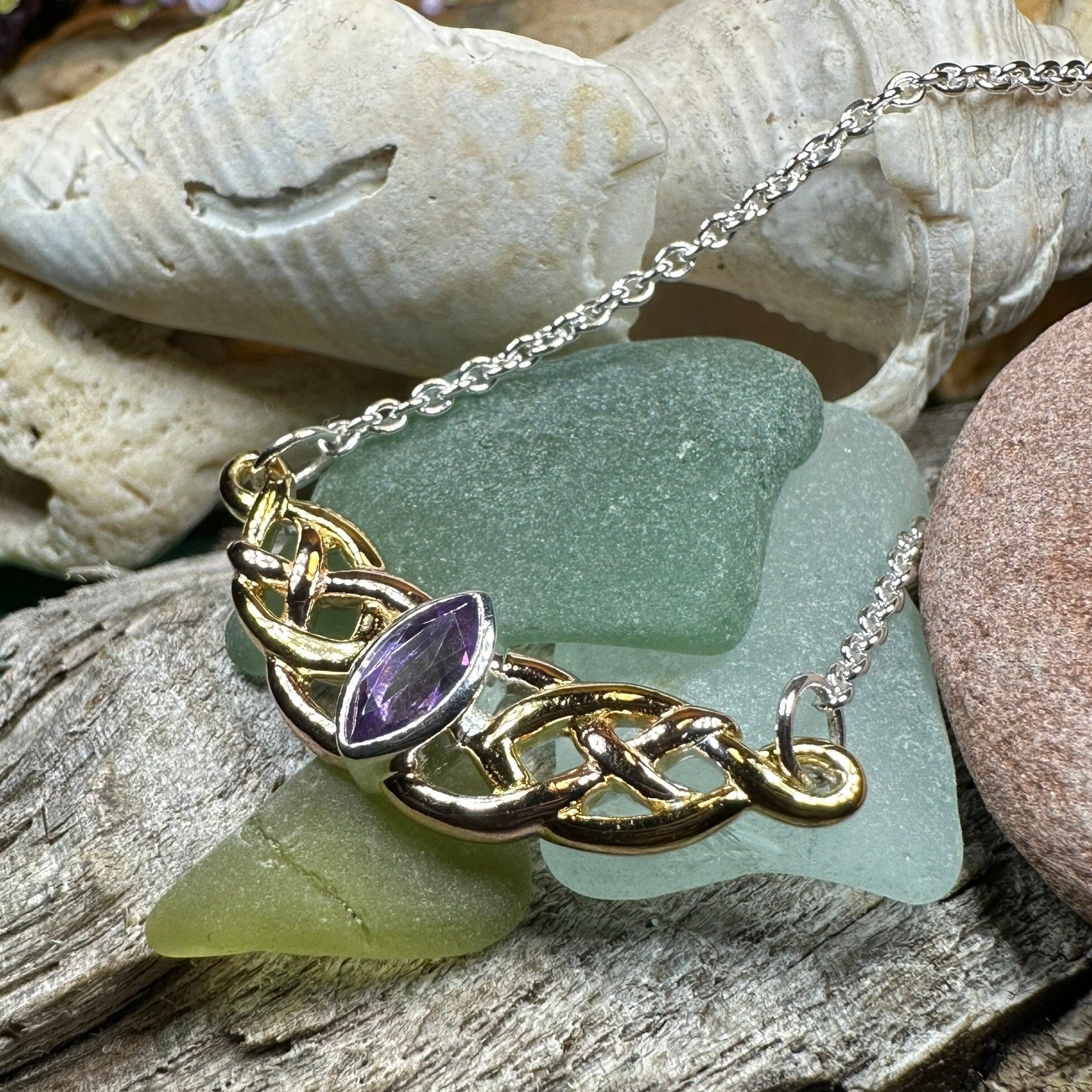 Brielle Celtic Love Knot Necklace with Amethyst