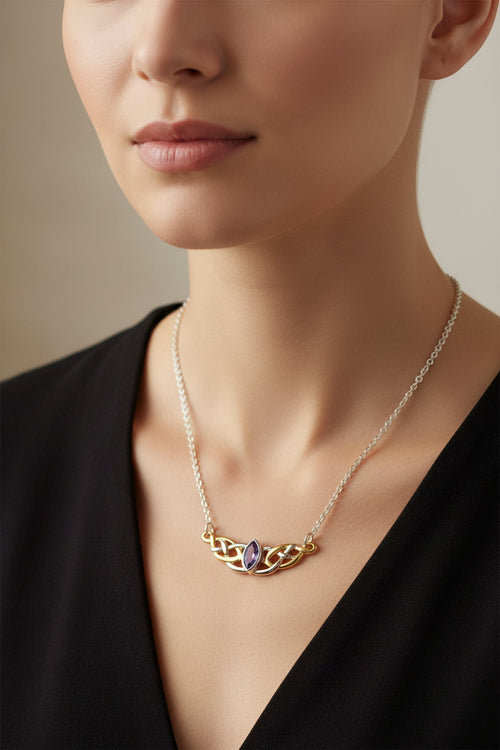 Brielle Celtic Love Knot Necklace with Amethyst