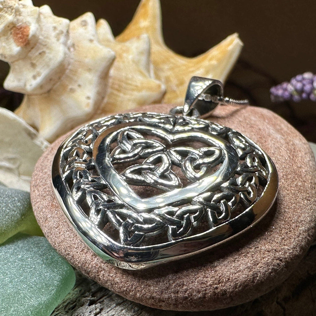 Celtic Loving Heart Necklace in Sterling Silver