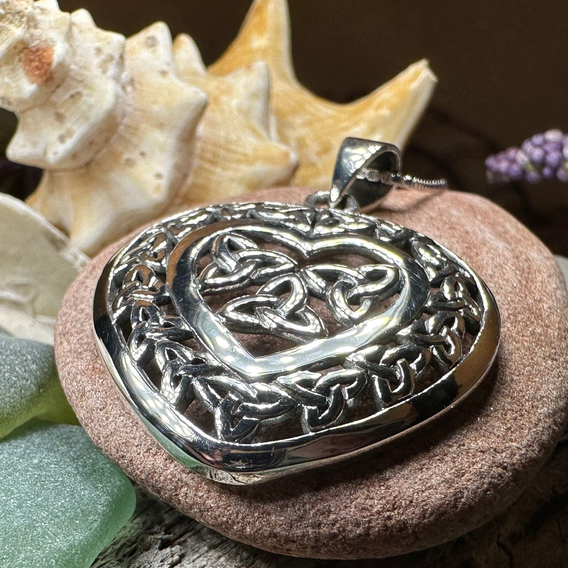 Celtic Loving Heart Necklace in Sterling Silver