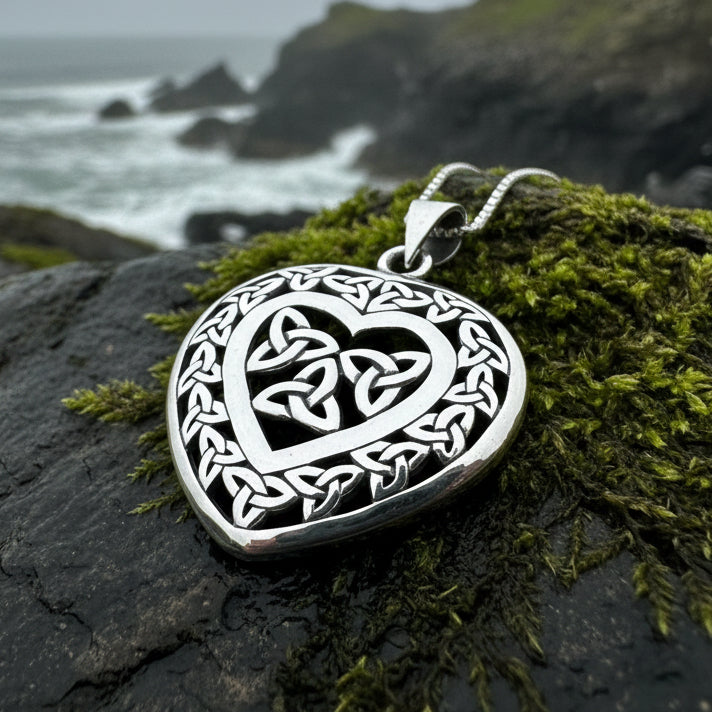 Celtic Loving Heart Necklace in Sterling Silver