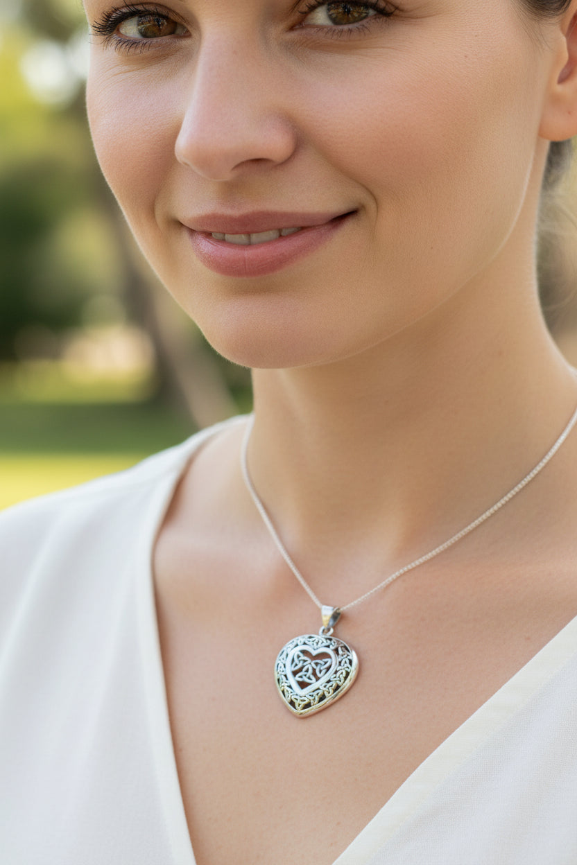 Celtic Loving Heart Necklace in Sterling Silver