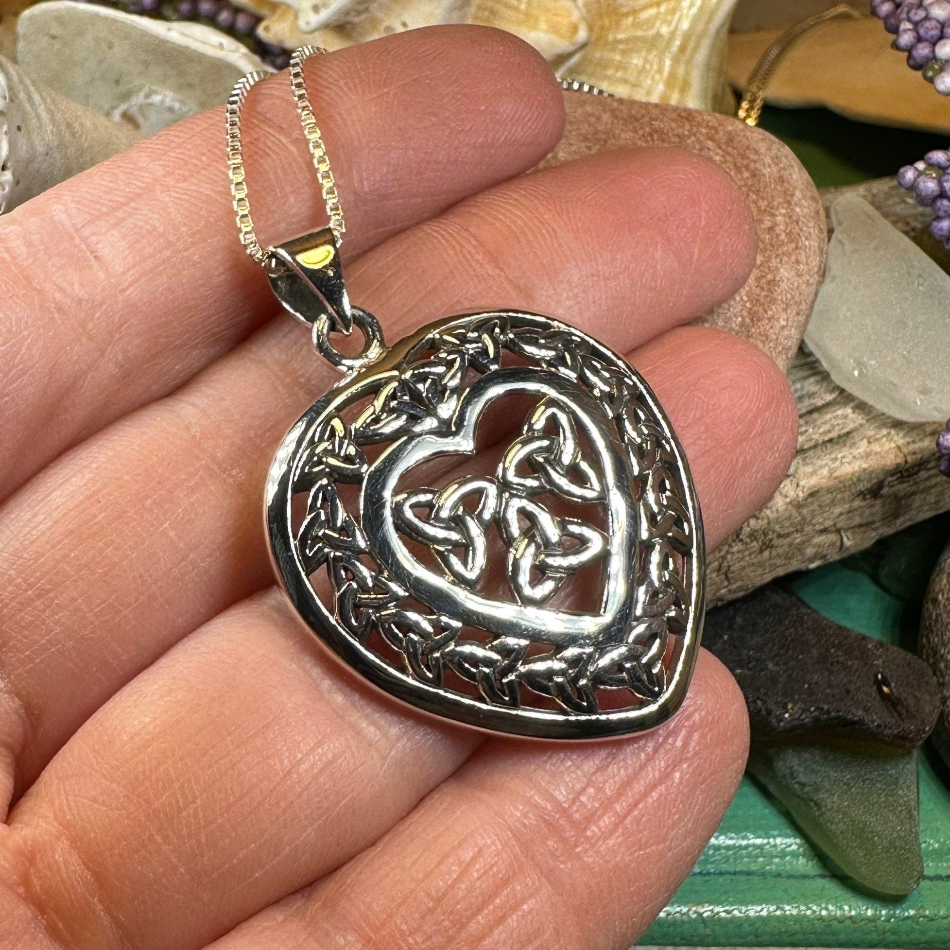 Celtic Loving Heart Necklace in Sterling Silver