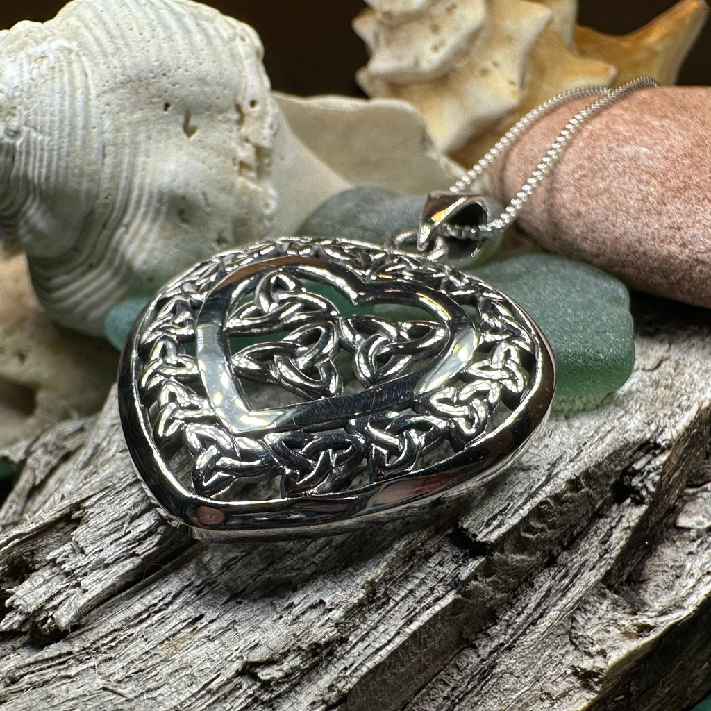 Celtic Loving Heart Necklace in Sterling Silver