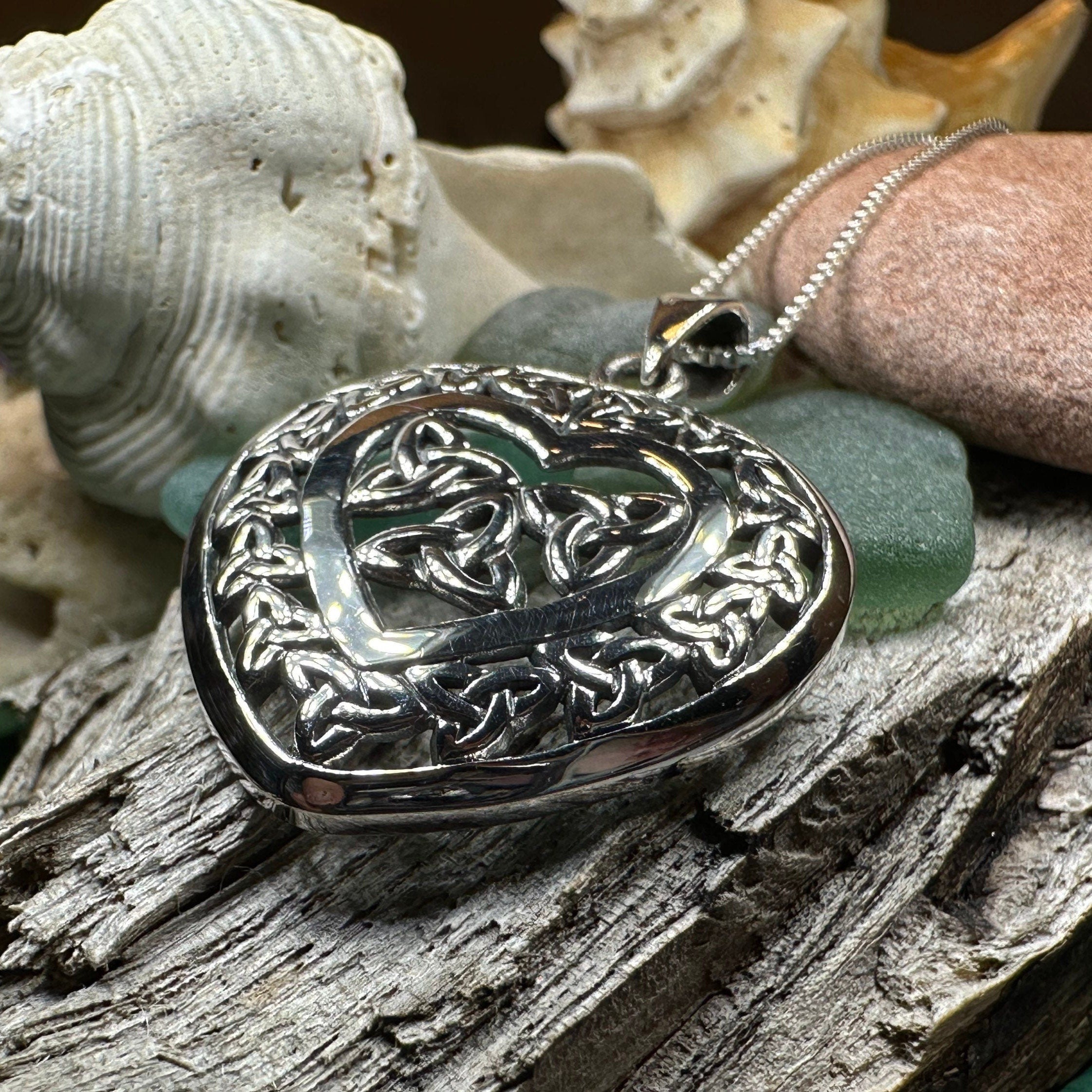 Celtic Loving Heart Necklace in Sterling Silver
